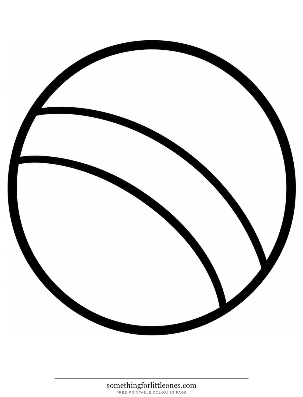 Line drawing of one large ball with a single wide stripe.