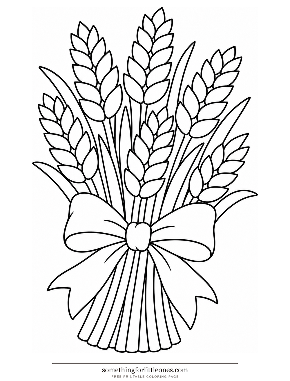 Line drawing of a wheat bundle tied with a ribbon.